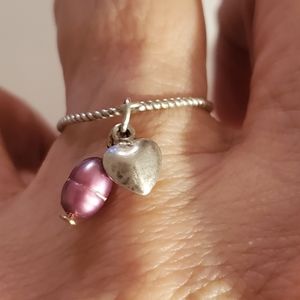 Dainty pearl/puff heart ring